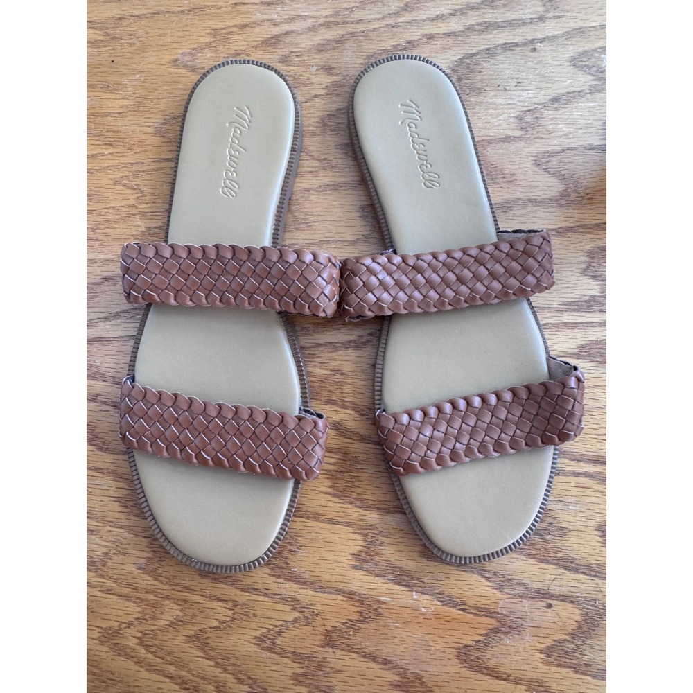 Madewell The Boardwalker Woven Sandals English Saddle Brown Leather NK021 8.5